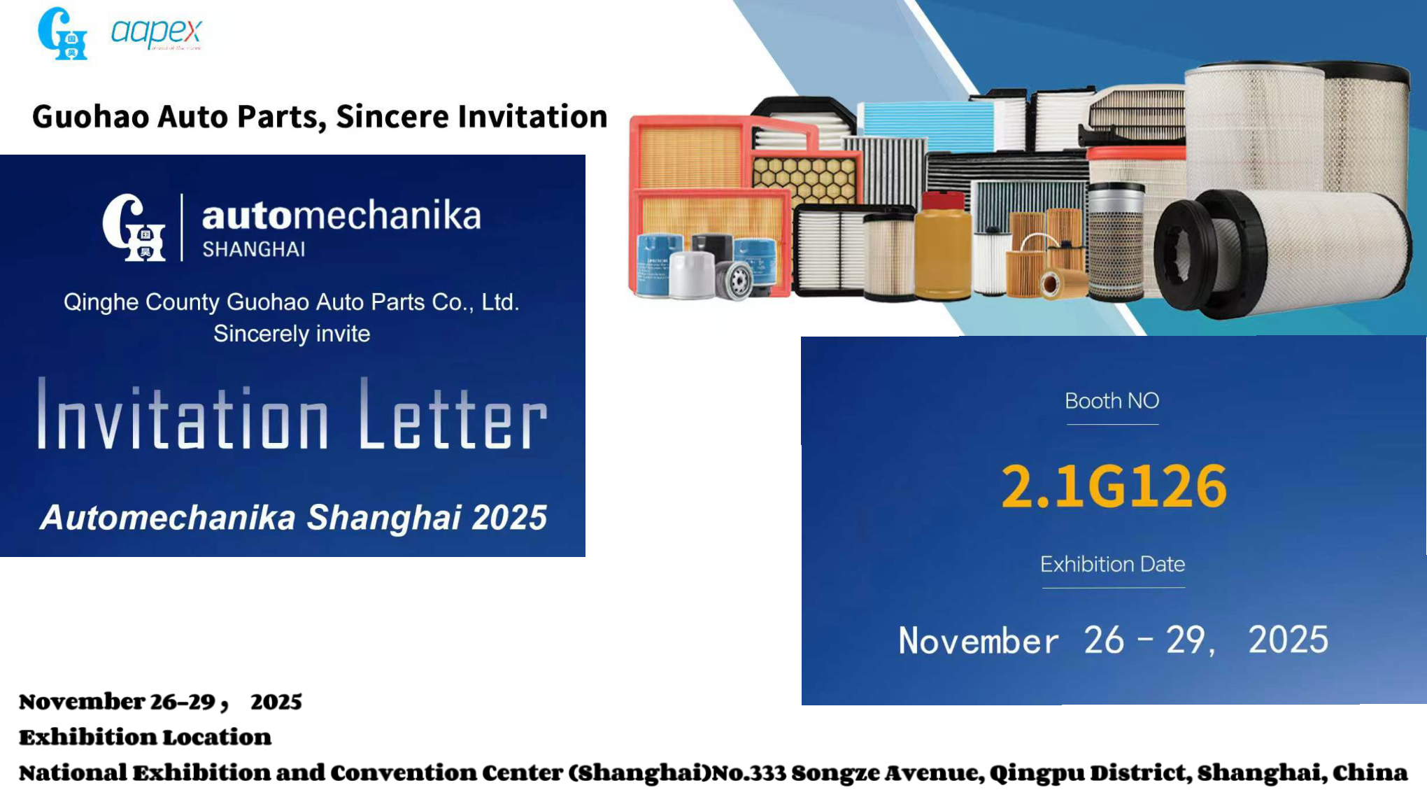 Guohao Filters est sur le point de partir pour Automechanika Shanghai 2025 !